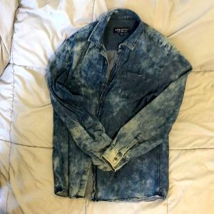 Men double pocket tie dye denim shirt